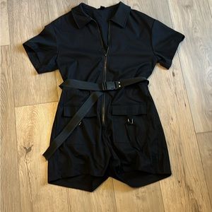 SHEIN Black Cargo Romper Size L